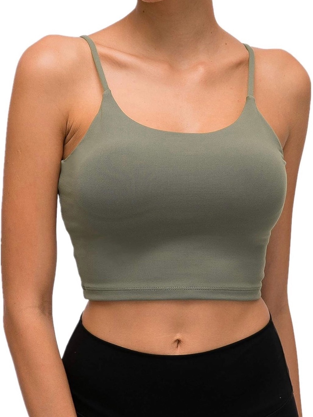 Olive Green Seamless Cropped Tank